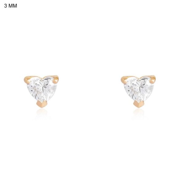 Petite Heart 14K (or 18k upon request) Yellow Gold Diamond Stud Earrings